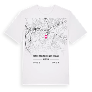 Sankt Margarethen im Lungau karta t-shirt – ekologisk bomull t-shirt från Pinshirt