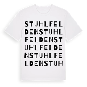 Stuhlfelden ordlek t-shirt – ekologisk bomull t-shirt från Pinshirt