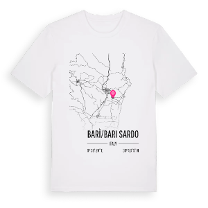 Barì/Bari Sardo karta t-shirt – ekologisk bomull t-shirt från Pinshirt