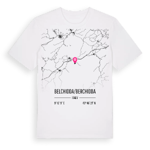 Belchidda/Berchidda karta t-shirt – ekologisk bomull t-shirt från Pinshirt