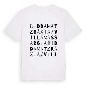 Bidda Matzràxia/Villamassargia ordlek t-shirt – ekologisk bomull t-shirt från Pinshirt
