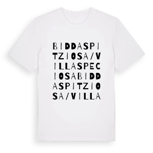 Biddaspitziosa/Villaspeciosa ordlek t-shirt – ekologisk bomull t-shirt från Pinshirt