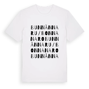 Bunnànnaru/Bonnanaro ordlek t-shirt – ekologisk bomull t-shirt från Pinshirt