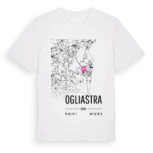 Ogliastra karta t-shirt – ekologisk bomull t-shirt från Pinshirt