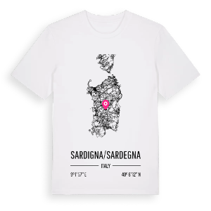 Sardigna/Sardegna karta t-shirt – ekologisk bomull t-shirt från Pinshirt