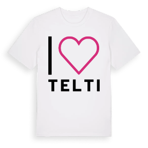 Jag älskar Telti t-shirt stort tryck – ekologisk bomull t-shirt från Pinshirt