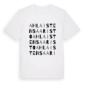 Ahlaisten saaristo ordlek t-shirt – ekologisk bomull t-shirt från Pinshirt