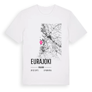 Eurajoki karta t-shirt – ekologisk bomull t-shirt från Pinshirt