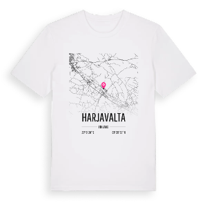 Harjavalta karta t-shirt – ekologisk bomull t-shirt från Pinshirt