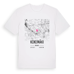 Kokemäki karta t-shirt – ekologisk bomull t-shirt från Pinshirt