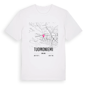 Tuomoniemi karta t-shirt – ekologisk bomull t-shirt från Pinshirt