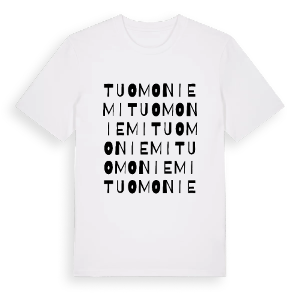 Tuomoniemi ordlek t-shirt – ekologisk bomull t-shirt från Pinshirt