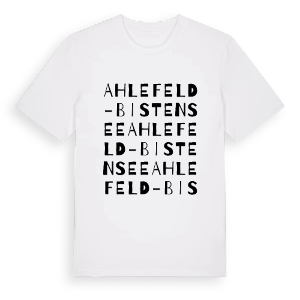 Ahlefeld-Bistensee ordlek t-shirt – ekologisk bomull t-shirt från Pinshirt