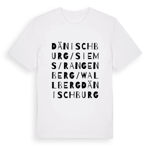 Dänischburg / Siems / Rangenberg / Wallberg ordlek t-shirt – ekologisk bomull t-shirt från Pinshirt