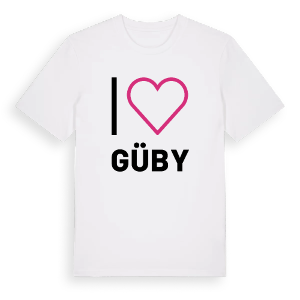 Jag älskar Güby t-shirt stort tryck – ekologisk bomull t-shirt från Pinshirt