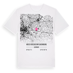 Kreis Herzogtum Lauenburg karta t-shirt – ekologisk bomull t-shirt från Pinshirt