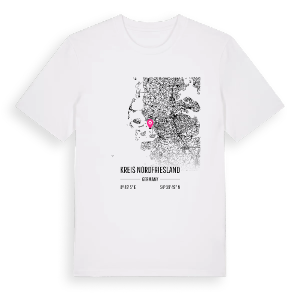 Kreis Nordfriesland karta t-shirt – ekologisk bomull t-shirt från Pinshirt