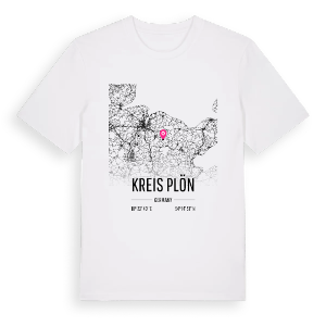 Kreis Plön karta t-shirt – ekologisk bomull t-shirt från Pinshirt