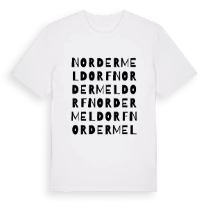 Nordermeldorf ordlek t-shirt – ekologisk bomull t-shirt från Pinshirt