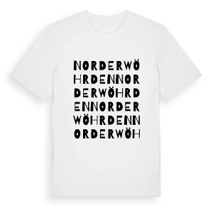 Norderwöhrden ordlek t-shirt – ekologisk bomull t-shirt från Pinshirt