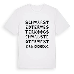 Schwabstedter Westerkoog ordlek t-shirt – ekologisk bomull t-shirt från Pinshirt