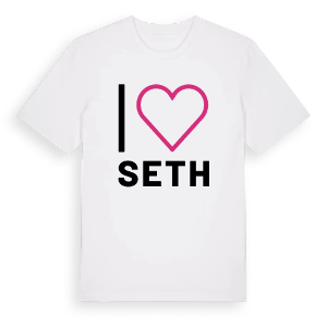 Jag älskar Seth t-shirt stort tryck – ekologisk bomull t-shirt från Pinshirt