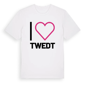 Jag älskar Twedt t-shirt stort tryck – ekologisk bomull t-shirt från Pinshirt