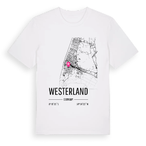 Westerland karta t-shirt – ekologisk bomull t-shirt från Pinshirt