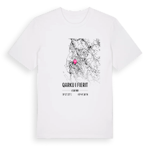 Qarku i Fierit karta t-shirt – ekologisk bomull t-shirt från Pinshirt
