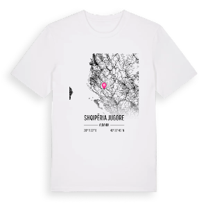 Shqipëria Jugore karta t-shirt – ekologisk bomull t-shirt från Pinshirt