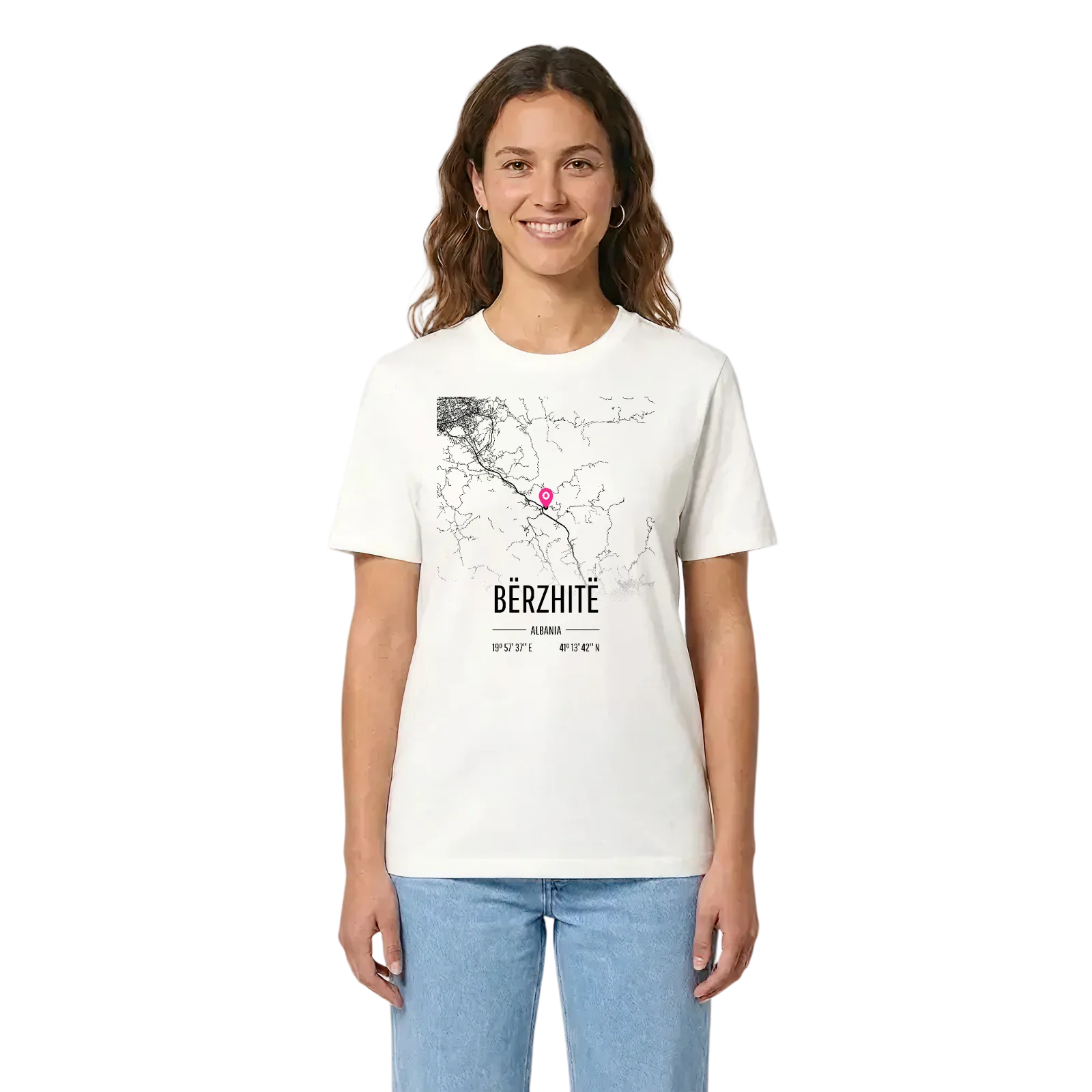 Bërzhitë karta t-shirt – White, i miljö