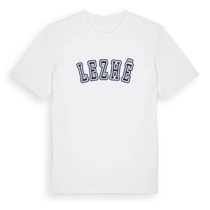 Lezhë college t-shirt – ekologisk bomull t-shirt från Pinshirt