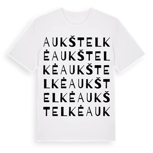 Aukštelkė ordlek t-shirt – ekologisk bomull t-shirt från Pinshirt