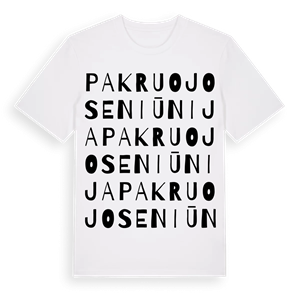 Pakruojo seniūnija ordlek t-shirt – ekologisk bomull t-shirt från Pinshirt