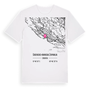 Šibensko-kninska županija karta t-shirt – ekologisk bomull t-shirt från Pinshirt