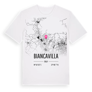 Biancavilla karta t-shirt – ekologisk bomull t-shirt från Pinshirt