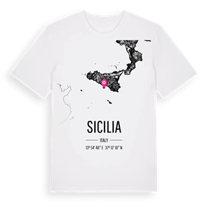 Sicilia karta t-shirt – ekologisk bomull t-shirt från Pinshirt