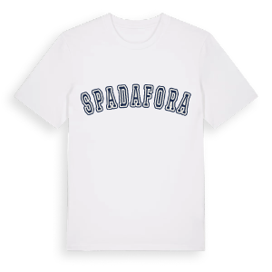Spadafora college t-shirt – ekologisk bomull t-shirt från Pinshirt