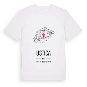 Ustica karta t-shirt – ekologisk bomull t-shirt från Pinshirt