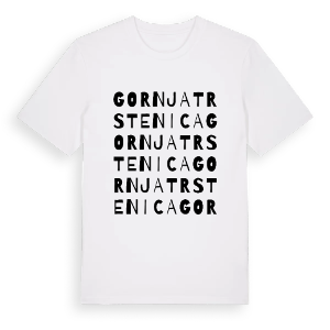 Gornja Trstenica ordlek t-shirt – ekologisk bomull t-shirt från Pinshirt