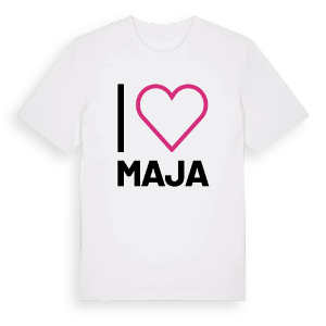 Jag älskar Maja t-shirt stort tryck – ekologisk bomull t-shirt från Pinshirt
