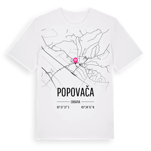 Popovača karta t-shirt – ekologisk bomull t-shirt från Pinshirt
