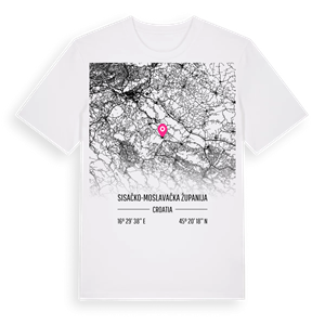 Sisačko-moslavačka županija karta t-shirt – ekologisk bomull t-shirt från Pinshirt