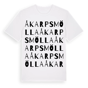 Åkarpsmölla ordlek t-shirt – ekologisk bomull t-shirt från Pinshirt