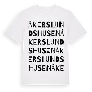 Åkerslundshusen ordlek t-shirt – ekologisk bomull t-shirt från Pinshirt