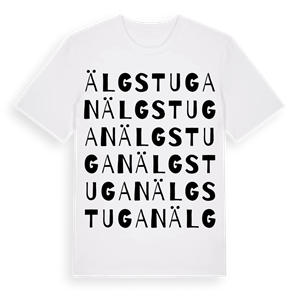 Älgstugan ordlek t-shirt – ekologisk bomull t-shirt från Pinshirt