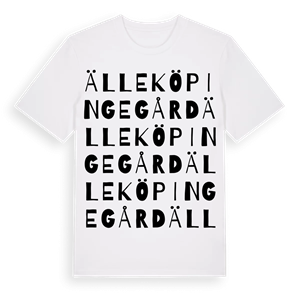 Älleköpingegård ordlek t-shirt – ekologisk bomull t-shirt från Pinshirt