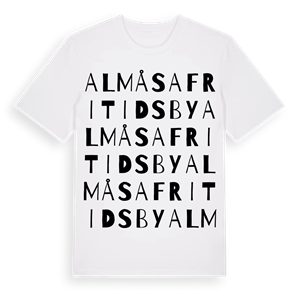 Almåsa fritidsby ordlek t-shirt – ekologisk bomull t-shirt från Pinshirt