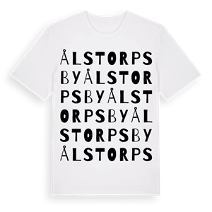 Ålstorps by ordlek t-shirt – ekologisk bomull t-shirt från Pinshirt