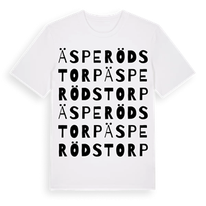Äsperödstorp ordlek t-shirt – ekologisk bomull t-shirt från Pinshirt